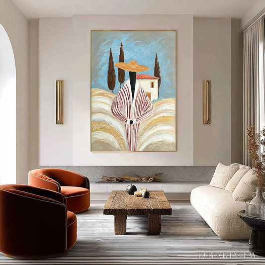 BUYARTVIEW Tuscan Reverie – Textured Impasto Painting of a Figure in a Tuscan Landscape - image 2