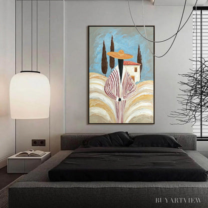 BUYARTVIEW Tuscan Reverie – Textured Impasto Painting of a Figure in a Tuscan Landscape - image 4