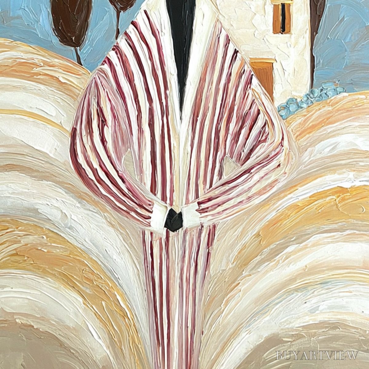 BUYARTVIEW Tuscan Reverie – Textured Impasto Painting of a Figure in a Tuscan Landscape - image 5
