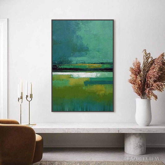 BUYARTVIEW Verdant Horizon – Textured Wabi Sabi Abstract Landscape Painting - image 2