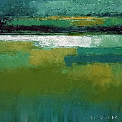 BUYARTVIEW Verdant Horizon – Textured Wabi Sabi Abstract Landscape Painting - image 3