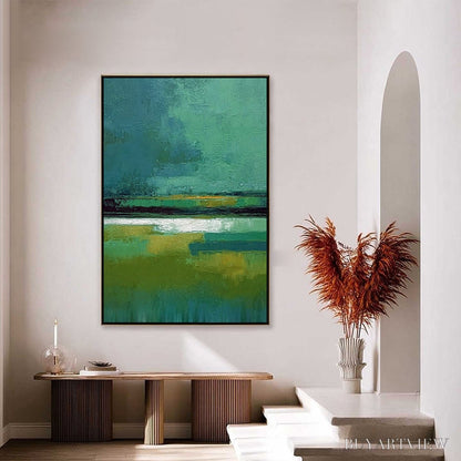 BUYARTVIEW Verdant Horizon – Textured Wabi Sabi Abstract Landscape Painting - image 4