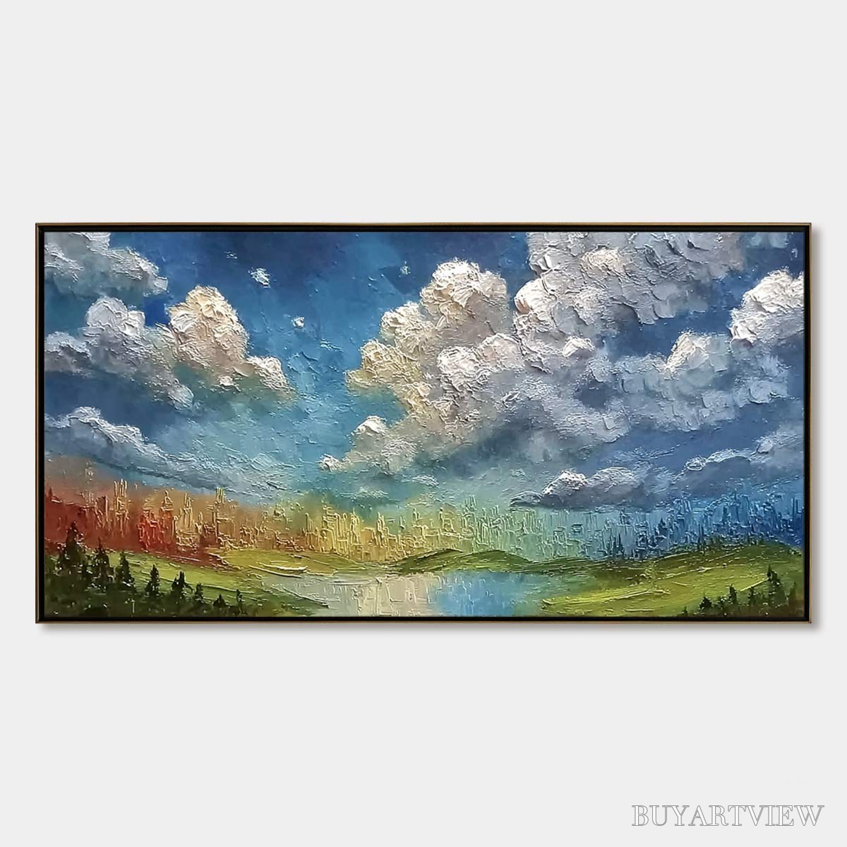BUYARTVIEW Chromatic Horizon – Large Textured Abstract Cityscape Landscape Painting - image 1