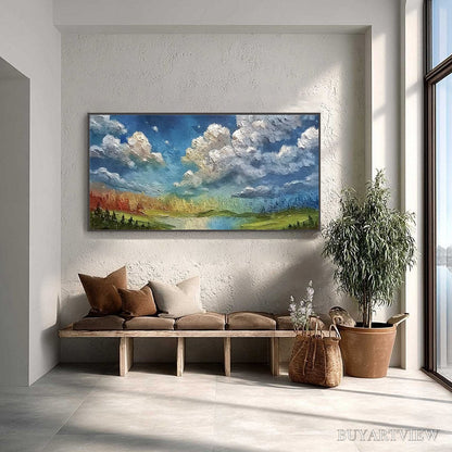 BUYARTVIEW Chromatic Horizon – Large Textured Abstract Cityscape Landscape Painting - image 4