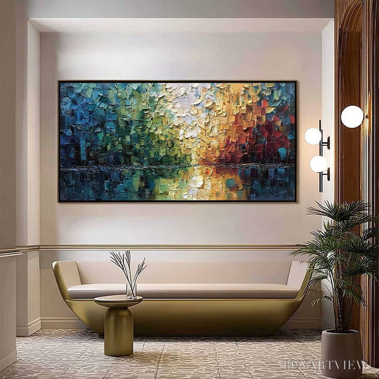 BUYARTVIEW Aurora'S Reflection – Heavily Textured Abstract Impasto Landscape Painting - image 2
