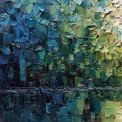 BUYARTVIEW Aurora'S Reflection – Heavily Textured Abstract Impasto Landscape Painting - image 3