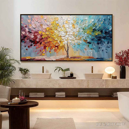 BUYARTVIEW Spectrum of Life – Colorful Abstract Tree Impasto Palette Knife Painting - image 6