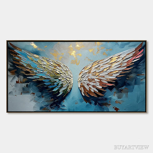BUYARTVIEW Ascension Abstract Angel Wings Textured Oil Painting On Canvas - image 1