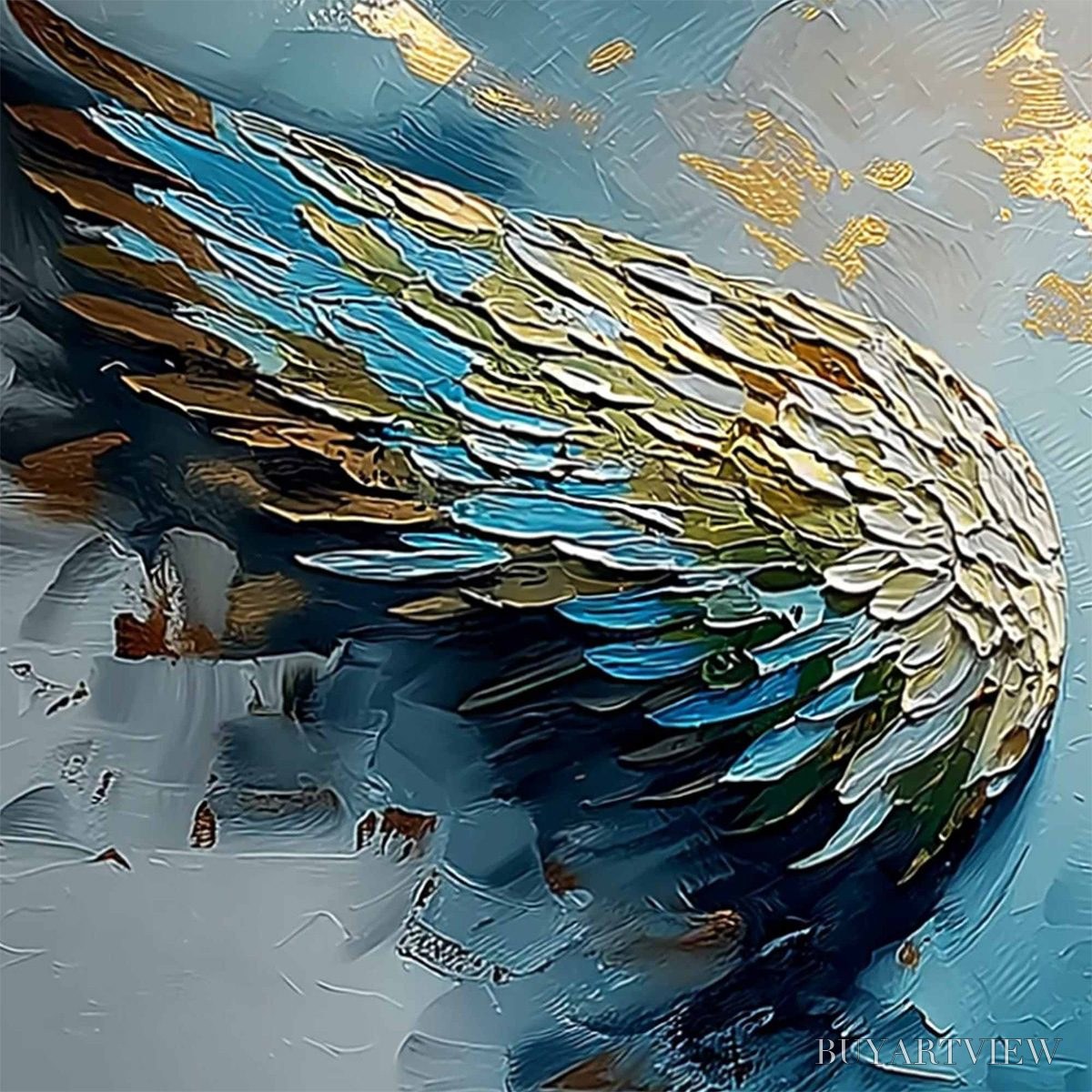 BUYARTVIEW Ascension Abstract Angel Wings Textured Oil Painting On Canvas - image 3