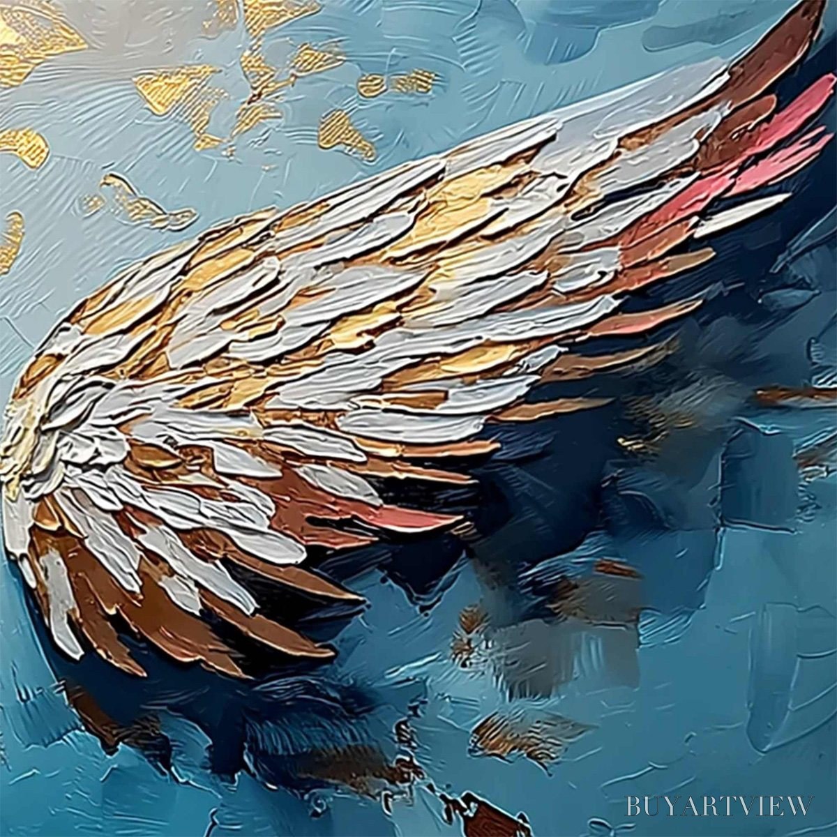BUYARTVIEW Ascension Abstract Angel Wings Textured Oil Painting On Canvas - image 5