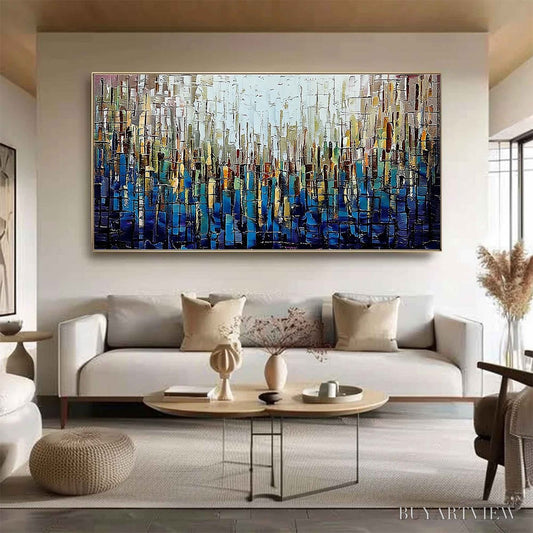 BUYARTVIEW Metropolitan Gleam – Large Abstract Cityscape Palette Knife Painting - image 2