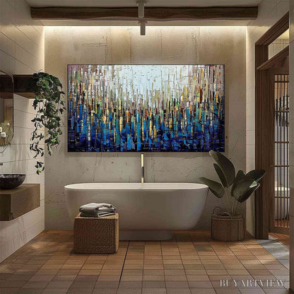 BUYARTVIEW Metropolitan Gleam – Large Abstract Cityscape Palette Knife Painting - image 4