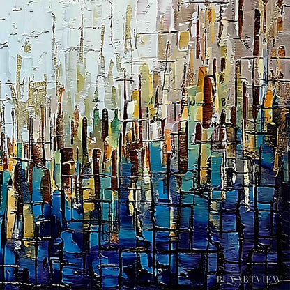 BUYARTVIEW Metropolitan Gleam – Large Abstract Cityscape Palette Knife Painting - image 5