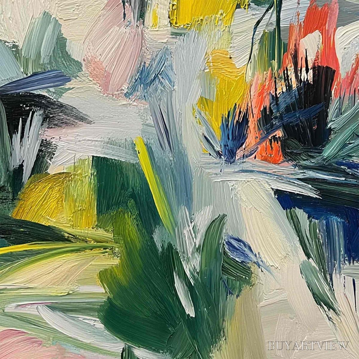 BUYARTVIEW Verdant Rhythm – Vibrant Abstract Landscape Oil Painting with Textured Brushstrokes - image 5