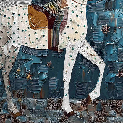 BUYARTVIEW Moonlit Odyssey – Textured Figurative Painting of a Man on Horseback - image 5