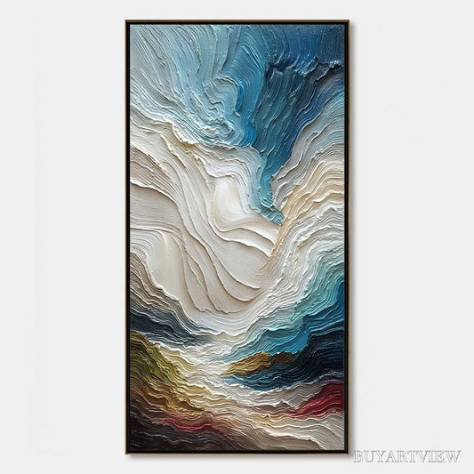 BUYARTVIEW Stratum – Vertical Abstract Impasto Landscape Painting - image 1