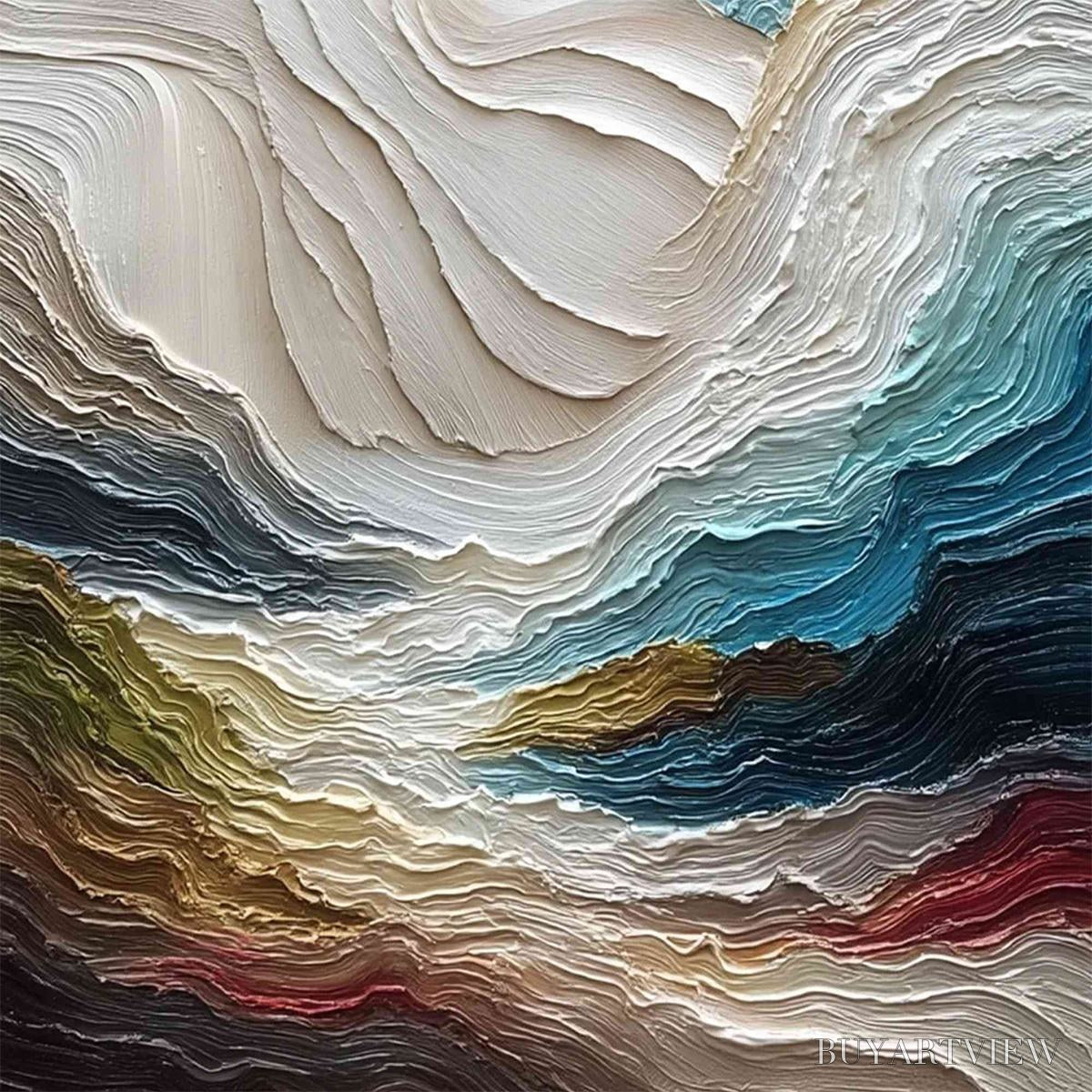 BUYARTVIEW Stratum – Vertical Abstract Impasto Landscape Painting - image 3