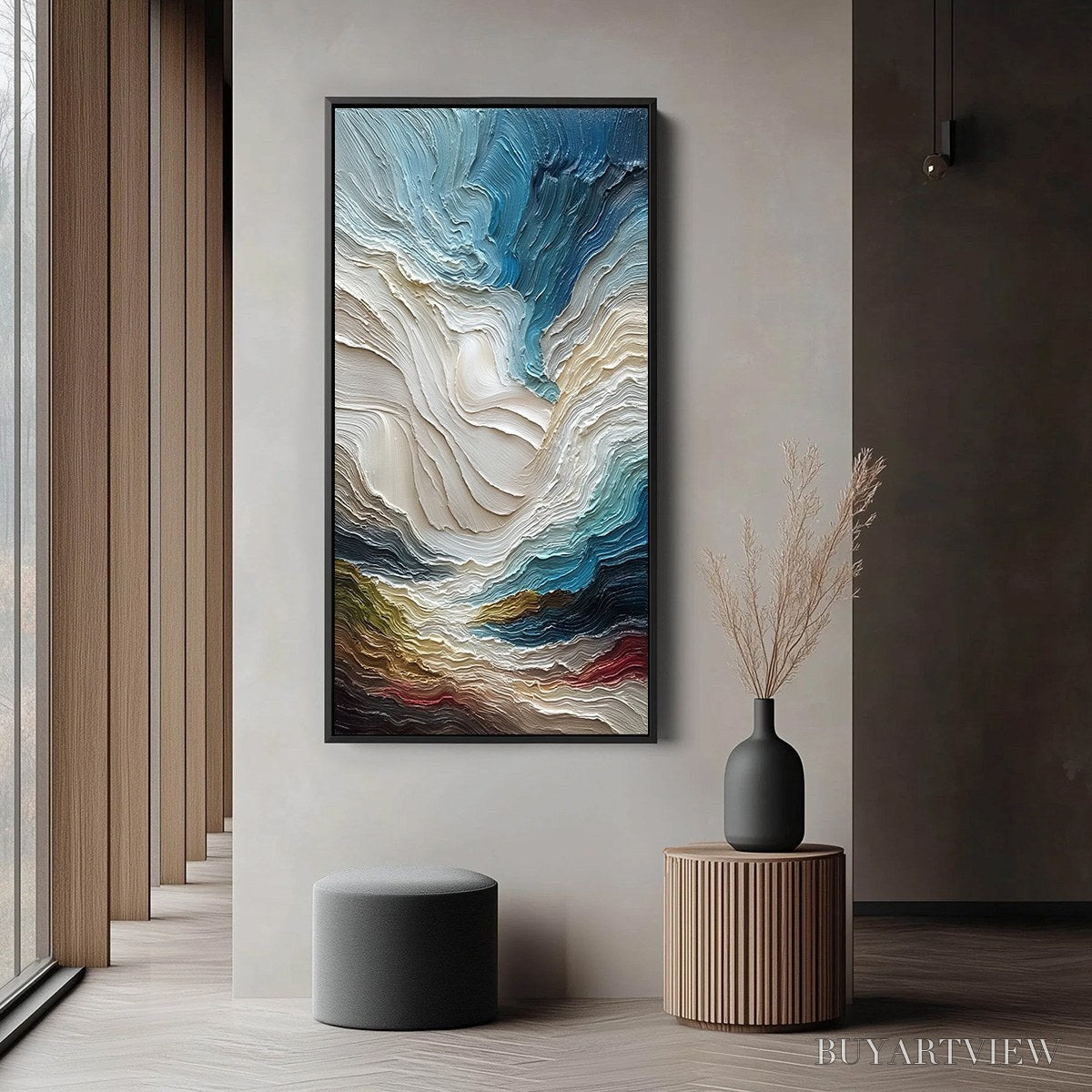 BUYARTVIEW Stratum – Vertical Abstract Impasto Landscape Painting - image 6