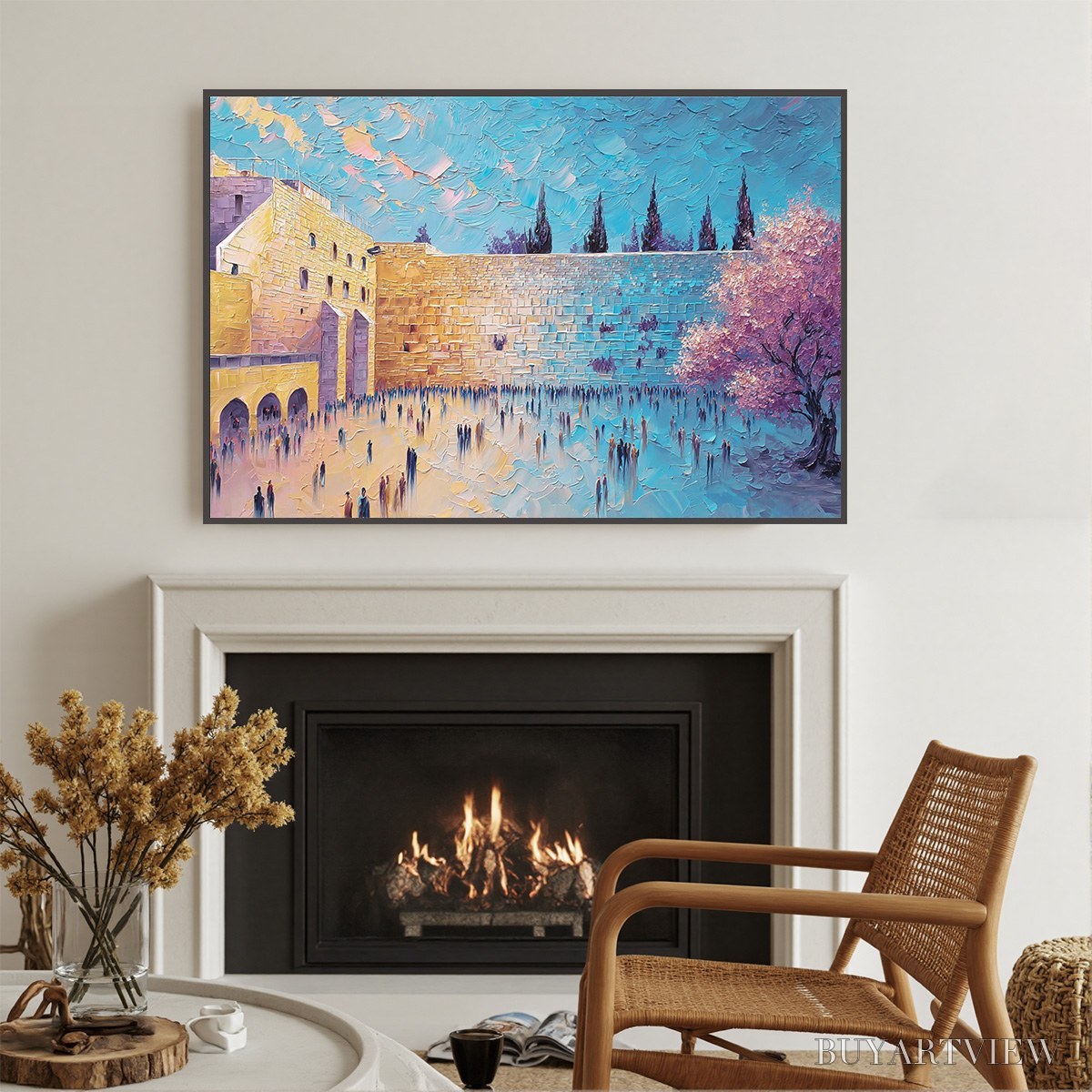 BUYARTVIEW Eternal Prayer – Textured Impasto Painting of Jerusalem's Western Wall - image 4