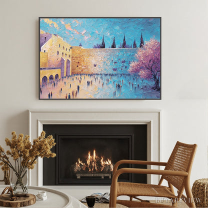 BUYARTVIEW Eternal Prayer – Textured Impasto Painting of Jerusalem's Western Wall - image 4