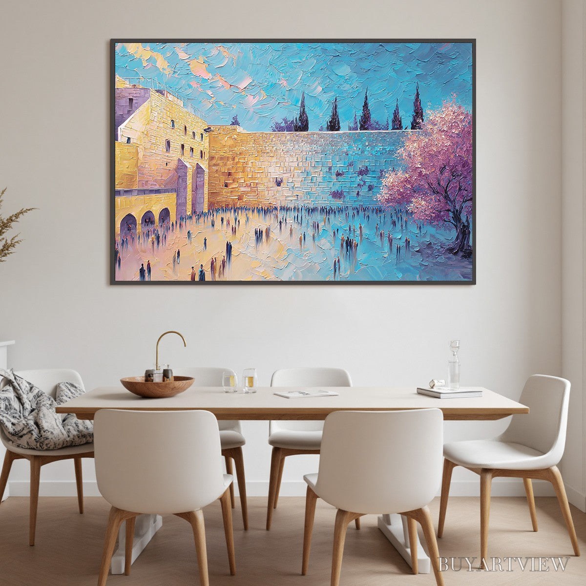 BUYARTVIEW Eternal Prayer – Textured Impasto Painting of Jerusalem's Western Wall - image 6