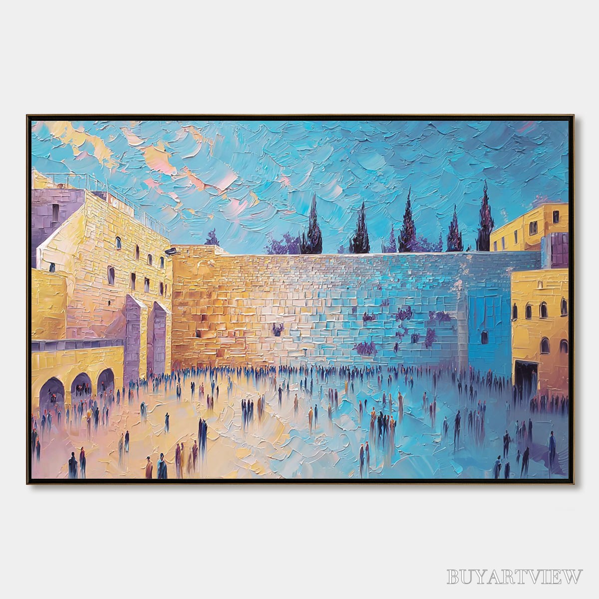 BUYARTVIEW Prayer'S Echo – Heavily Textured Impasto Painting of Jerusalem's Western Wall - image 1