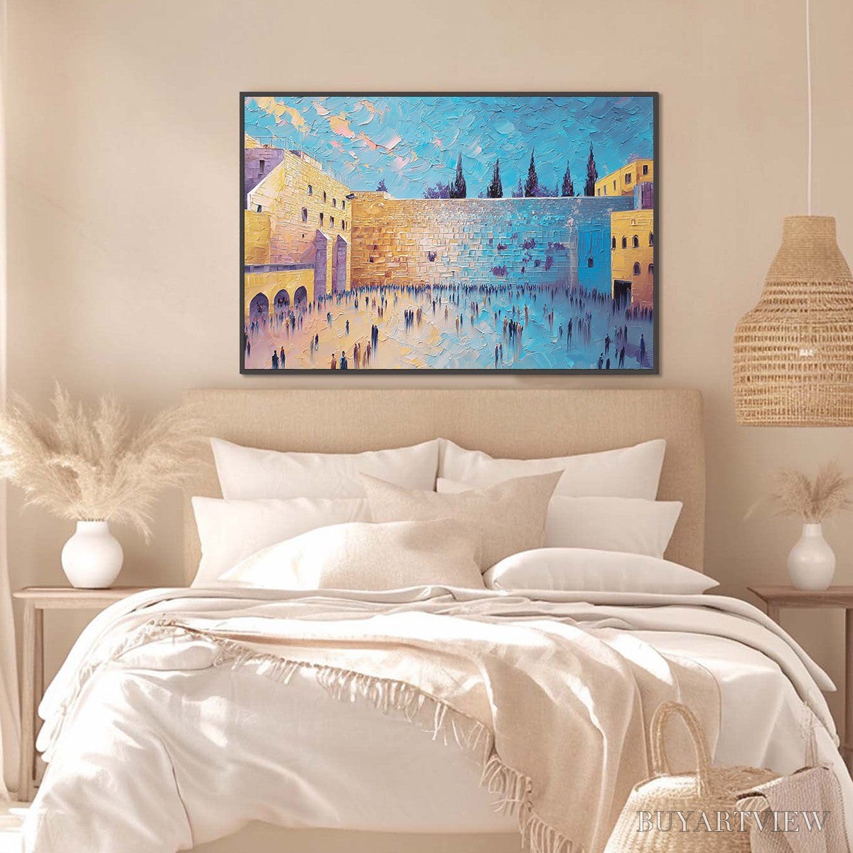 BUYARTVIEW Prayer'S Echo – Heavily Textured Impasto Painting of Jerusalem's Western Wall - image 4