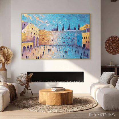 BUYARTVIEW Prayer'S Echo – Heavily Textured Impasto Painting of Jerusalem's Western Wall - image 6