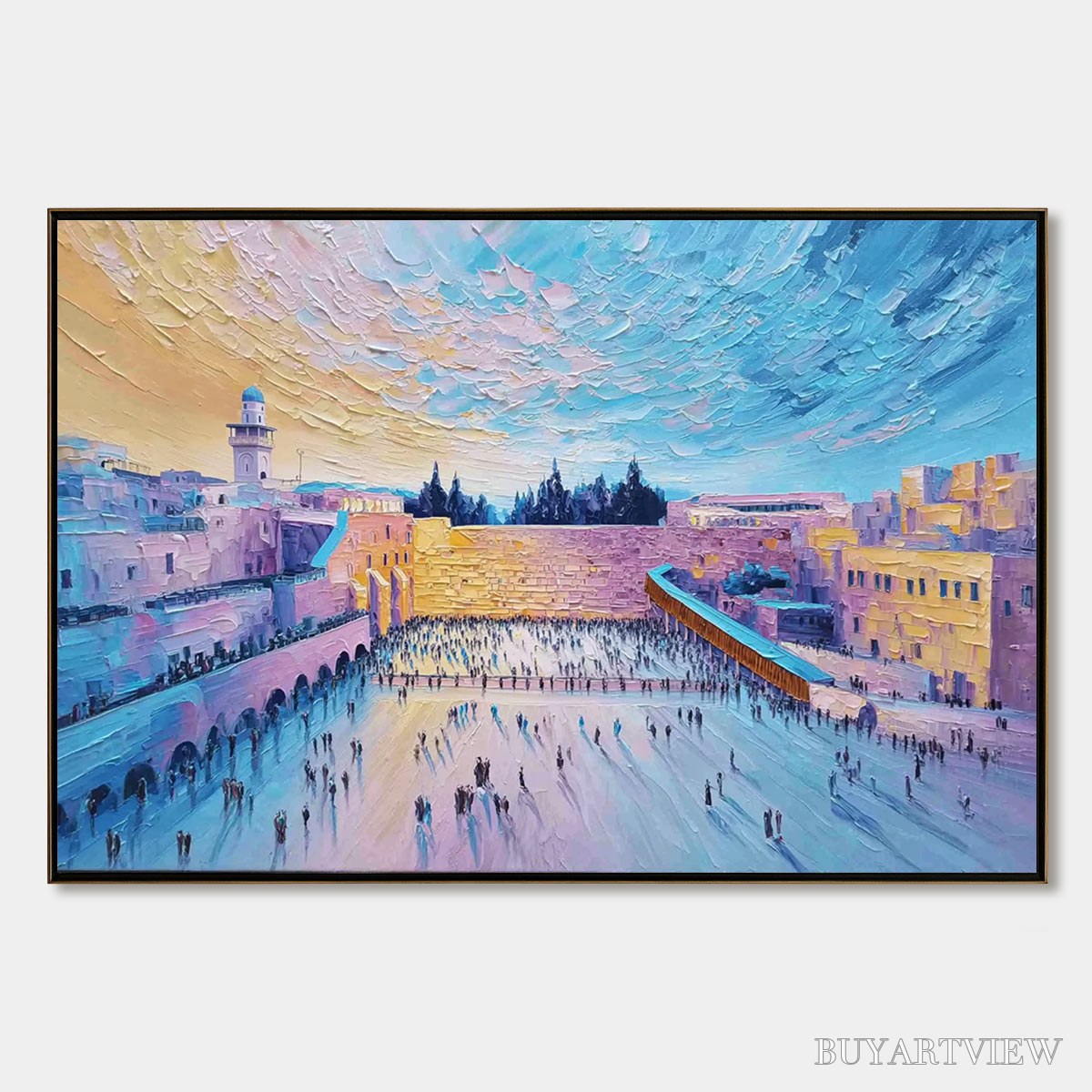BUYARTVIEW Western Wall'S Embrace – Heavily Textured Impasto Jerusalem Cityscape Painting - image 1