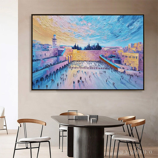 BUYARTVIEW Western Wall'S Embrace – Heavily Textured Impasto Jerusalem Cityscape Painting - image 2