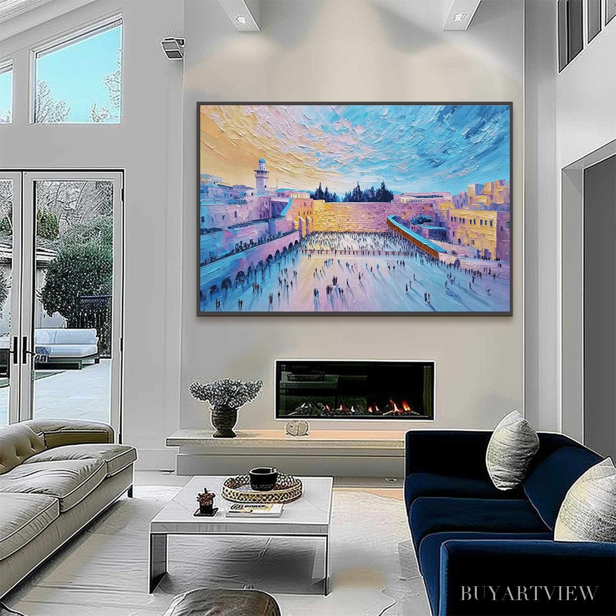 BUYARTVIEW Western Wall'S Embrace – Heavily Textured Impasto Jerusalem Cityscape Painting - image 4