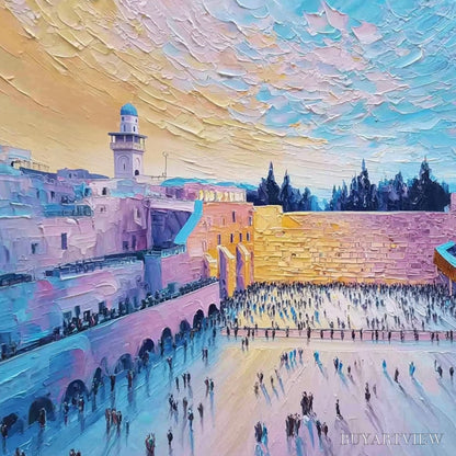 BUYARTVIEW Western Wall'S Embrace – Heavily Textured Impasto Jerusalem Cityscape Painting - image 5