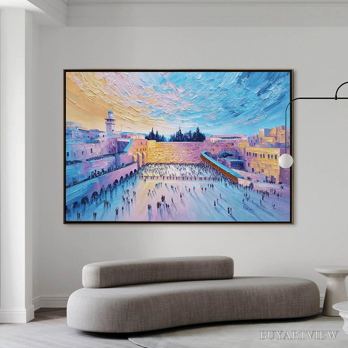 BUYARTVIEW Western Wall'S Embrace – Heavily Textured Impasto Jerusalem Cityscape Painting - image 6