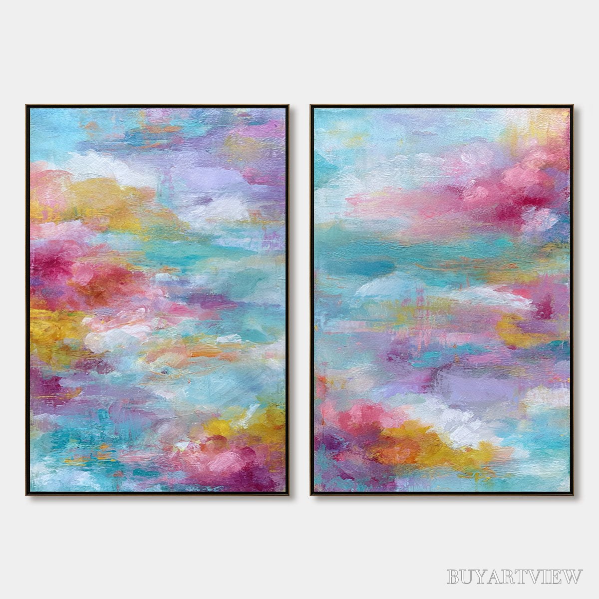 BUYARTVIEW Morning Rapture – Colorful Abstract Cloudscape Painting Set of 2 - image 1