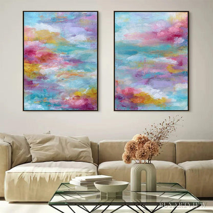 BUYARTVIEW Morning Rapture – Colorful Abstract Cloudscape Painting Set of 2 - image 6