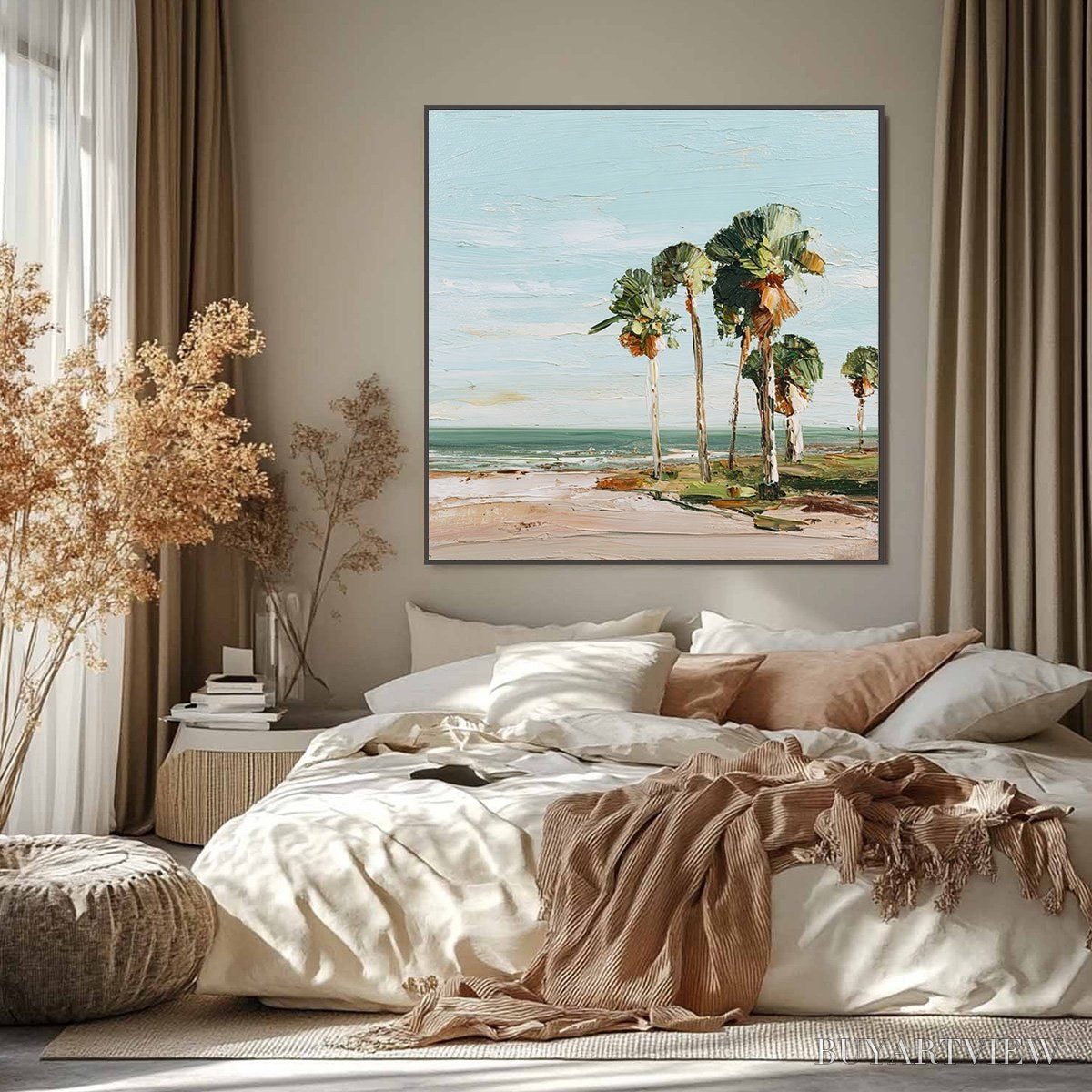 BUYARTVIEW Coastal Textures – Impasto Palette Knife Palm Tree Painting - image 6