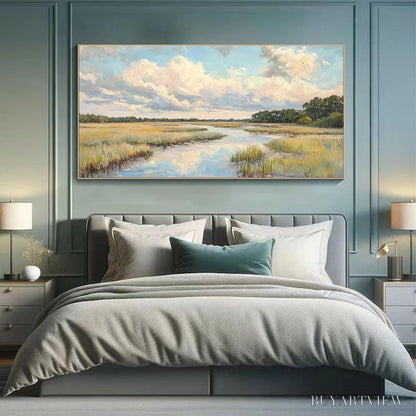 BUYARTVIEW Cloudbreak Marsh – Serene River Marsh Landscape Painting - image 6