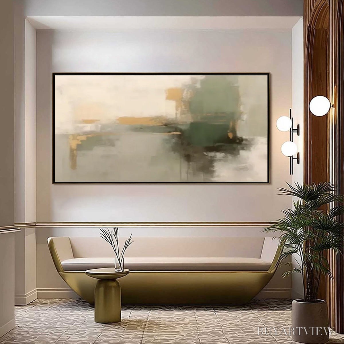 BUYARTVIEW Verdant Echo – Wabi Sabi Abstract Landscape Painting - image 2