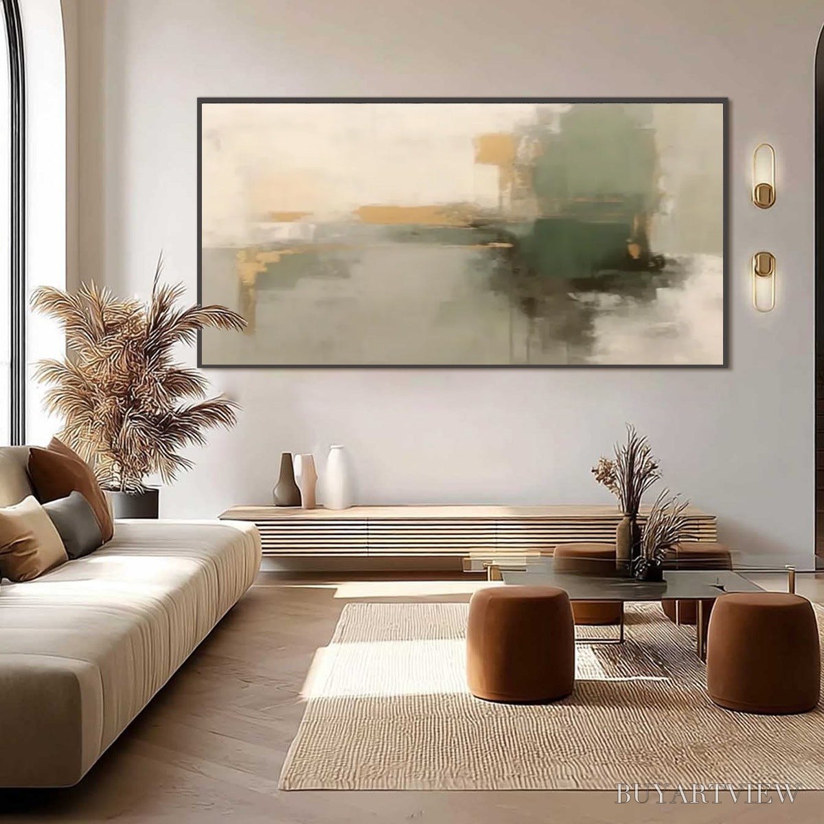 BUYARTVIEW Verdant Echo – Wabi Sabi Abstract Landscape Painting - image 3