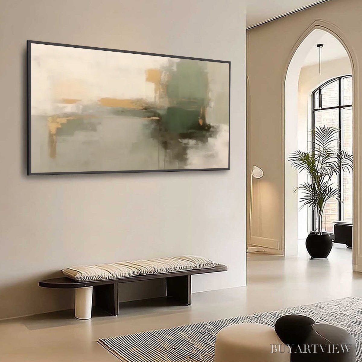 BUYARTVIEW Verdant Echo – Wabi Sabi Abstract Landscape Painting - image 5