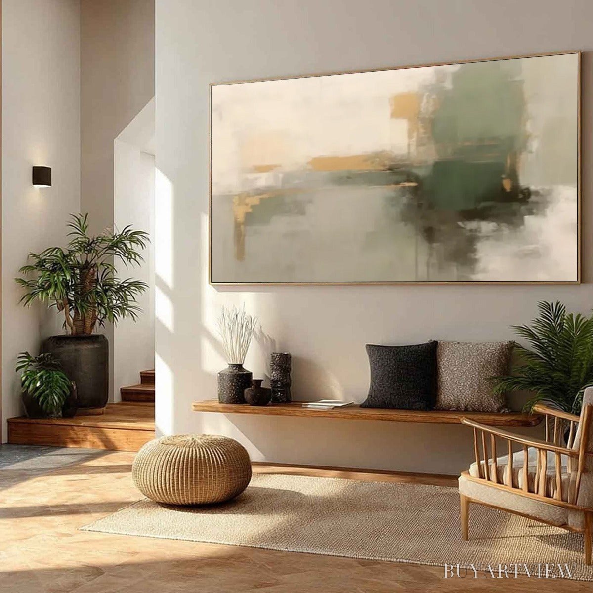 BUYARTVIEW Verdant Echo – Wabi Sabi Abstract Landscape Painting - image 6