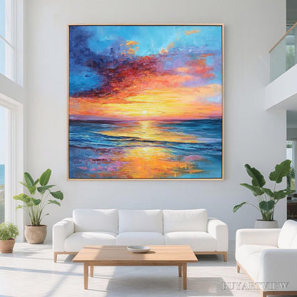 BUYARTVIEW Ready to Ship | Golden Hour | 28''X28'' | 70x70cm | Wood Frame - image 1