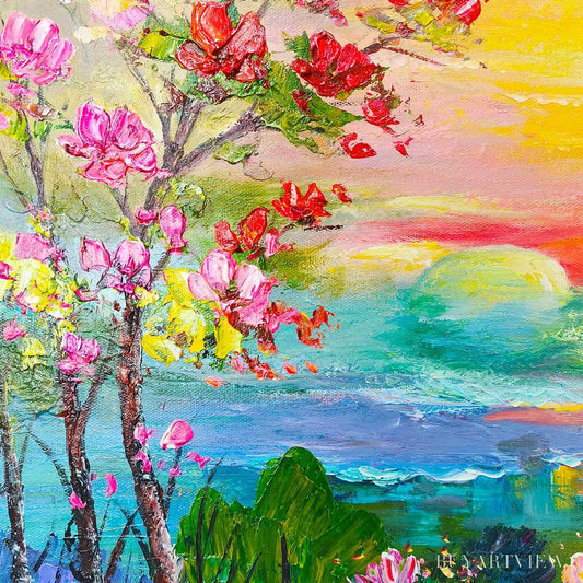 BUYARTVIEW Ready to Ship | Watercolor Sunset | 20''X40'' | 50x100cm | Frameless - image 2
