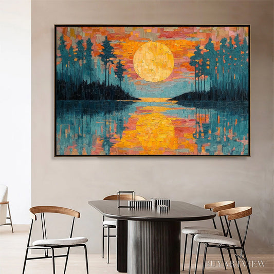 BUYARTVIEW Harvest Moon – Textured Impasto Landscape Oil Painting - image 2