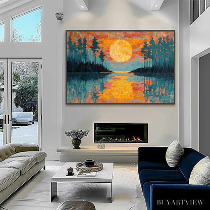 BUYARTVIEW Harvest Moon – Textured Impasto Landscape Oil Painting - image 6