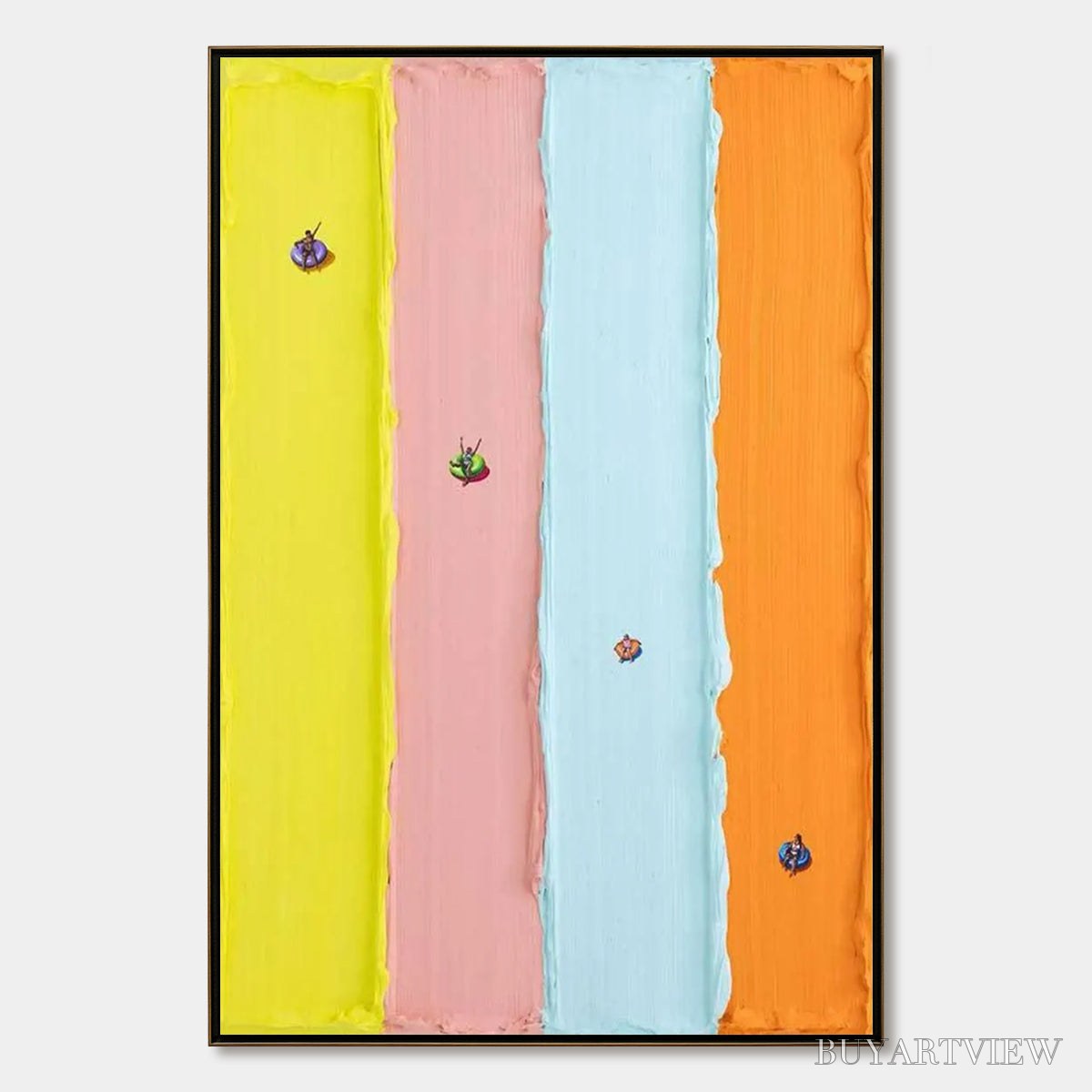 BUYARTVIEW Candy Stripe Serenade – Minimalist Pastel Textured Oil Painting - image 1