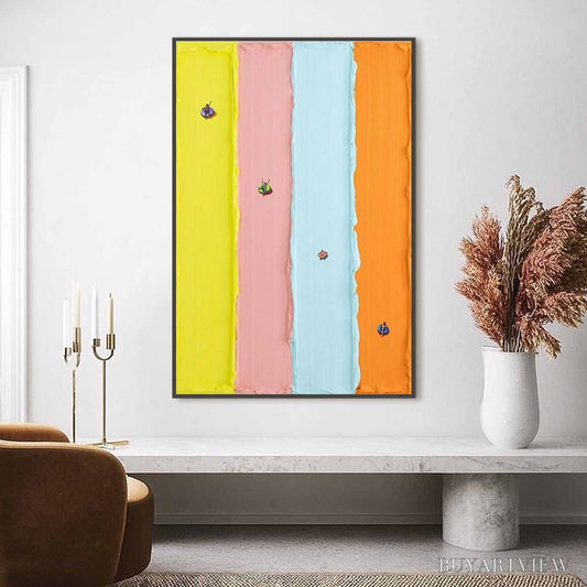 BUYARTVIEW Candy Stripe Serenade – Minimalist Pastel Textured Oil Painting - image 2