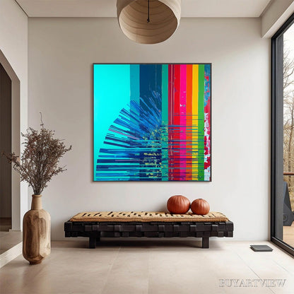 BUYARTVIEW Digital Dawn – Vibrant Abstract Modern Oil Painting - image 4