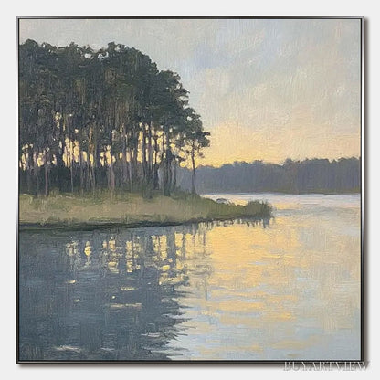 BUYARTVIEW Golden Hour Serenity – Tranquil Landscape Oil Painting - image 1