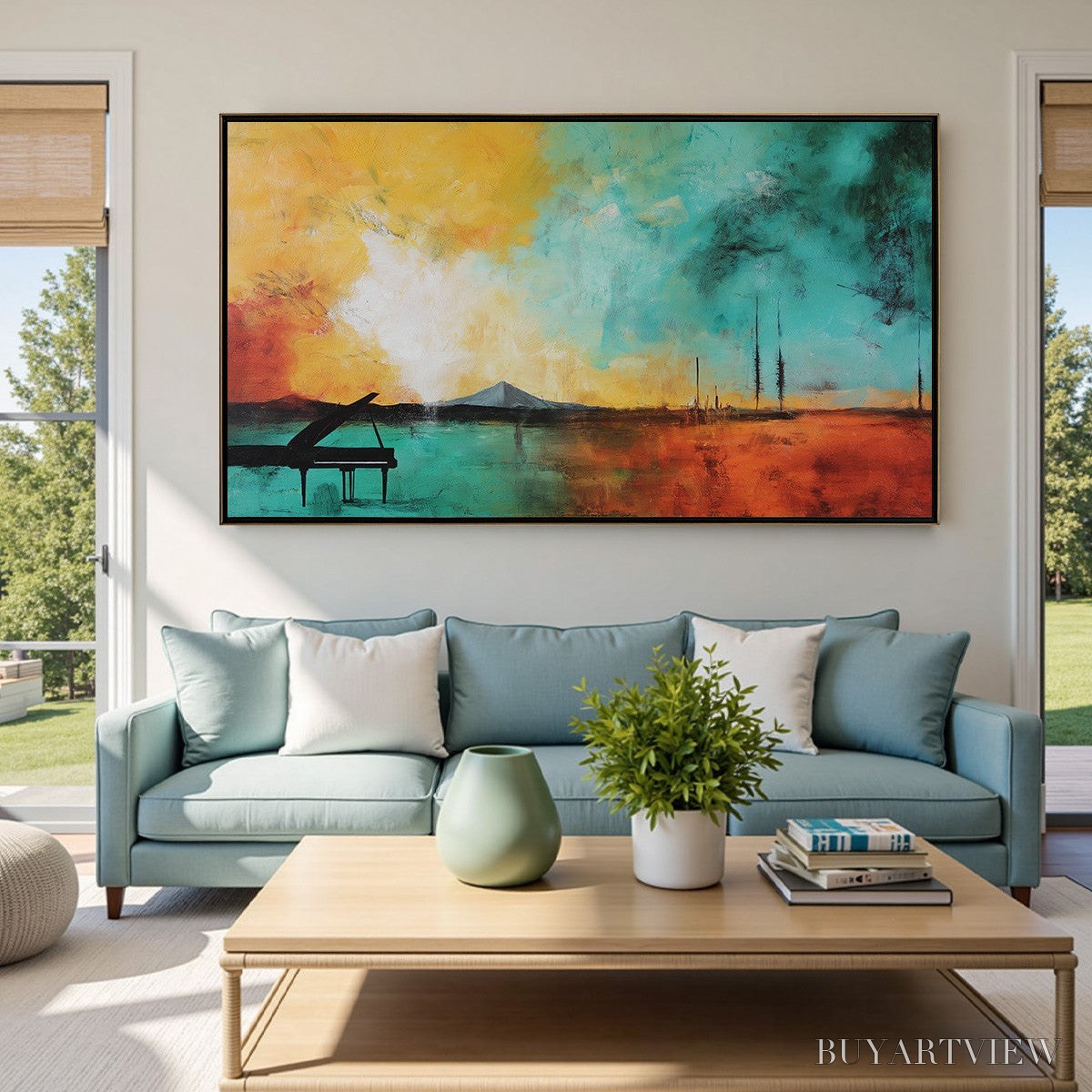 BUYARTVIEW Sonata Horizon – Vibrant Abstract Landscape Oil Painting - image 2